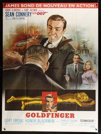 6f160 GOLDFINGER French 1p R70s three great images of Sean Connery as James Bond 007, Mascii art!