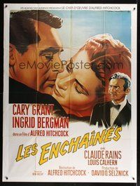 6f170 NOTORIOUS French 1p R80s Soubie art of Cary Grant & Ingrid Bergman, Alfred Hitchcock classic