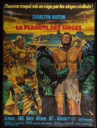 6f174 PLANET OF THE APES French 1p '68 different art of Charlton Heston by Jean Mascii!