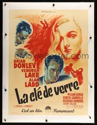 6f090 GLASS KEY REPRODUCTION French 38x50 '90s different art of Alan Ladd & Veronica Lake by Soubie!