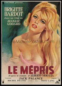 6f040 LE MEPRIS linen French 23x32 '63 Jean-Luc Godard, art of sexiest Brigitte Bardot by Allard!