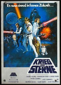 6f189 STAR WARS German '77 George Lucas classic sci-fi epic, great art by Tom William Chantrell!