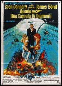 6f128 DIAMONDS ARE FOREVER Italian 1p '71 art of Sean Connery as James Bond by Robert McGinnis!
