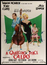 6f143 SOME LIKE IT HOT Italian 1p R70s different Olivetti art of Monroe with Curtis & Lemmon!