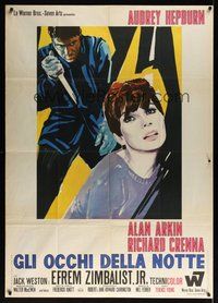 6f144 WAIT UNTIL DARK Italian 1p '68 different art of blind Audrey Hepburn terrorized by a burglar