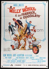 6f145 WILLY WONKA & THE CHOCOLATE FACTORY Italian 1p '71 different art of Gene Wilder!