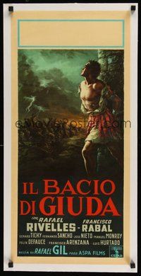 6f020 JUDAS' KISS linen Italian locandina '54 great Biblical artwork by Anselmo Ballester!