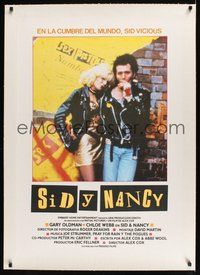 6f071 SID & NANCY linen Spanish '86 Gary Oldman & Chloe Webb, punk classic directed by Alex Cox!