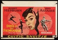 6g170 FUNNY FACE Belgian '57 art of Audrey Hepburn close up & full-length + Fred Astaire!