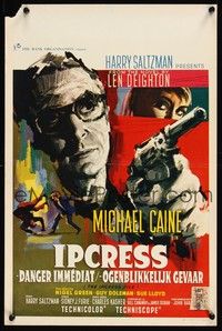 6g176 IPCRESS FILE Belgian '65 cool different art of Michael Caine in the spy story of the century