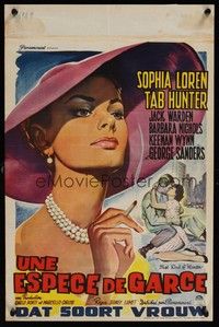 6g196 THAT KIND OF WOMAN Belgian '59 huge close-up Wik artwork of sexy Sophia Loren!