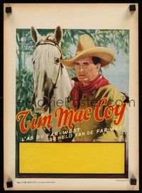 6g197 TIM MCCOY Belgian 1950s portrait art of classic cowboy with trusty horse!