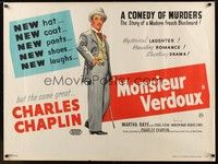 6g156 MONSIEUR VERDOUX British quad '47 cool stone litho art of Charlie Chaplin as Bluebeard!