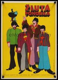 6g082 YELLOW SUBMARINE Czech 11x16 '71 psychedelic art of Beatles John, Paul, Ringo & George!