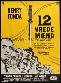 6g201 12 ANGRY MEN Danish '58 Henry Fonda, Sidney Lumet courtroom jury classic, Wenzel art!