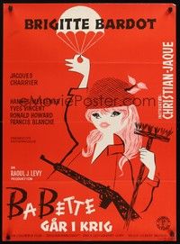 6g207 BABETTE GOES TO WAR Danish '60 art of soldier Brigitte Bardot, Babette s'en va-t-en guerre