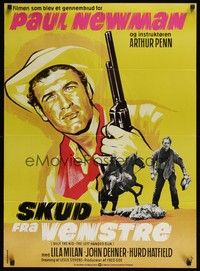 6g226 LEFT HANDED GUN Danish '62 great different Stevenov art of Paul Newman as Billy the Kid!