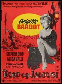 6g233 NIGHT HEAVEN FELL Danish '58 image of sexy Brigitte Bardot, Gaston artwork!