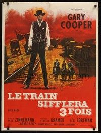 6g120 HIGH NOON French 23x32 R62 cool different art of sheriff Gary Cooper, Fred Zinnemann!