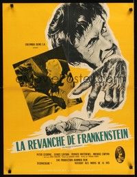 6g126 REVENGE OF FRANKENSTEIN French 23x32 '58 Peter Cushing, Eunice Gayson, cool art of monster!