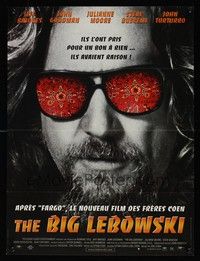 6g132 BIG LEBOWSKI French 15x21 '98 Coen Brothers cult classic, c/u of Jeff Bridges in shades!