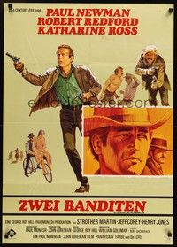 6g328 BUTCH CASSIDY & THE SUNDANCE KID German '69 great different art of Paul Newman & Redford!