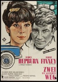 6g371 TWO FOR THE ROAD German '67 different art of Audrey Hepburn & Albert Finney, Stanley Donen!