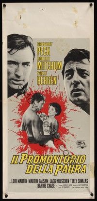 6g281 CAPE FEAR Italian locandina '63 different image of Gregory Peck, Robert Mitchum, Bergen!