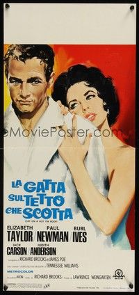 6g283 CAT ON A HOT TIN ROOF Italian locandina R66 great art of Elizabeth Taylor & Paul Newman!