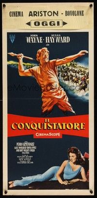 6g286 CONQUEROR Italian locandina '56 Ciriello art of barbarian John Wayne, sexy Susan Hayward!