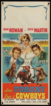 6g303 ONCE UPON A HORSE Italian locandina '58 art of Rowan & Martin, plus sexy bride Martha Hyer!