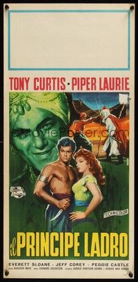 6g304 PRINCE WHO WAS A THIEF Italian locandina '51 Deamicis art of Tony Curtis & Piper Laurie!