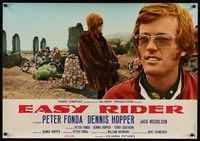 6g261 EASY RIDER Italian/Eng photobusta '69 close-up of Peter Fonda, motorcycle biker classic!