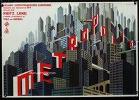 6g107 METROPOLIS French special poster R00s Fritz Lang, early silent art by Boris Bilinsky!