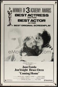6h094 COMING HOME 1sh '78 Jane Fonda, Jon Voight, Bruce Dern, Hal Ashby, Vietnam veterans!