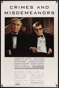 6h106 CRIMES & MISDEMEANORS style B 1sh '89 Woody Allen directs & stars w/Martin Landau!