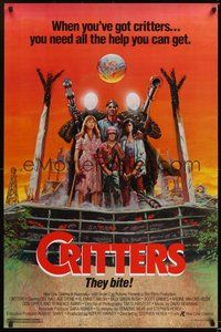 6h107 CRITTERS 1sh '86 great completely different art of cast & monsters by Ken Barr!