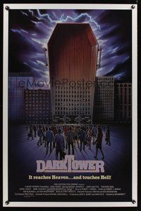 6h112 DARK TOWER 1sh '87 Jenny Agutter, horror artwork of building as coffin!