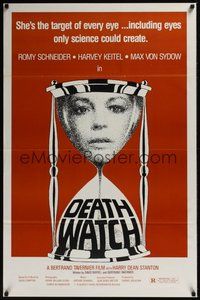 6h118 DEATH WATCH 1sh '80 Le Mort en Direct, Romy Schneider, Harvey Keitel, cool hourglass art!