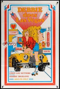 6h119 DEBBIE DOES LAS VEGAS 1sh '82 Debbie Truelove, wonderful sexy gambling casino artwork!