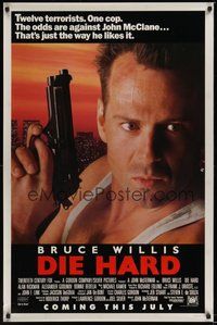 6h128 DIE HARD advance 1sh '88 cop Bruce Willis is up against twelve terrorists, crime classic!
