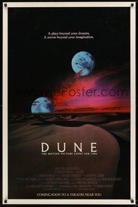 6h140 DUNE advance 1sh '84 David Lynch sci-fi epic, best image of two moons over desert!