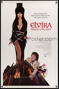 6h146 ELVIRA MISTRESS OF THE DARK 1sh '88 great image of sexy Cassandra Peterson tied to stake!