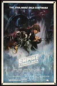 6h147 EMPIRE STRIKES BACK 1sh '80 George Lucas sci-fi classic, cool artwork by Roger Kastel!