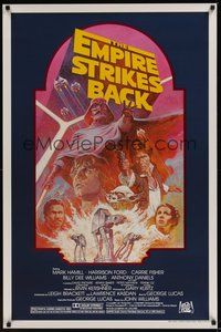 6h149 EMPIRE STRIKES BACK 1sh R82 George Lucas sci-fi classic, cool artwork by Tom Jung!