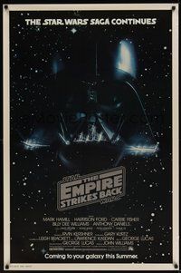 6h150 EMPIRE STRIKES BACK advance 1sh '80 George Lucas sci-fi classic, cool image of Darth Vader!