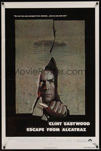 6h154 ESCAPE FROM ALCATRAZ 1sh '79 cool artwork of Clint Eastwood busting out by Lettick!
