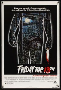 6h180 FRIDAY THE 13th 1sh R80s great Alex Ebel art, slasher horror classic, 24 hours of terror!