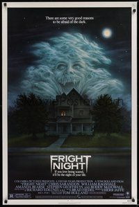 6h182 FRIGHT NIGHT 1sh '85 Roddy McDowall, there are good reasons to be afraid of the dark!
