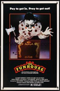 6h186 FUNHOUSE 1sh '81 Tobe Hooper, creepy carnival clown horror image!